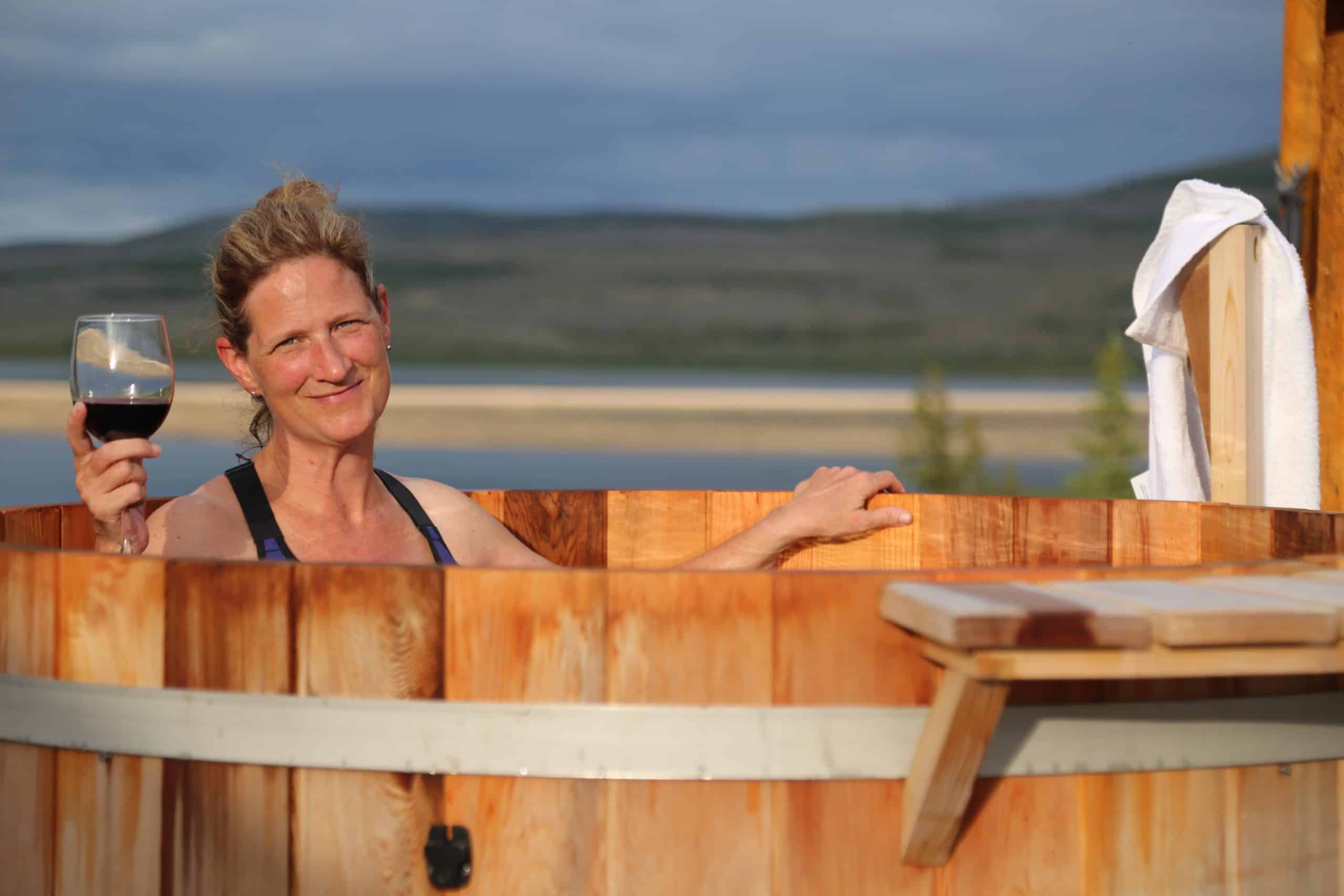 Woman in hot tub at Wedge Hills Lodge
